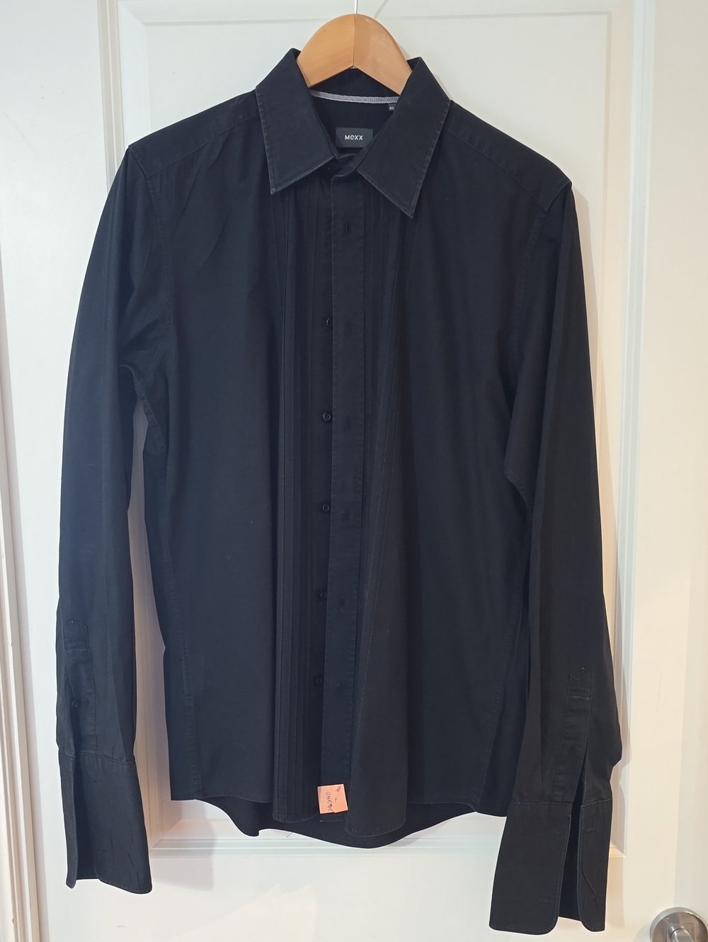 Mexx Black Men's Button-Front Tuxedo Style Dress Shirt